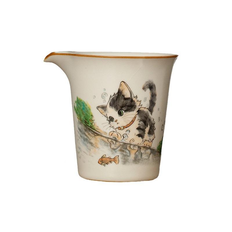 汝窑陶瓷功夫茶杯公杯高端容大量分茶RAI器家茶道具配件用单个茶