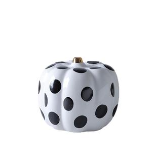 黑白波点南瓜摆件陶瓷蔬菜水果电视柜玄关酒柜书柜床头柜软装饰品