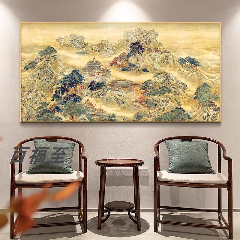 佛道仙家堂口山水画无活物蓬莱仙境图神台背景墙神龛壁挂画装饰画