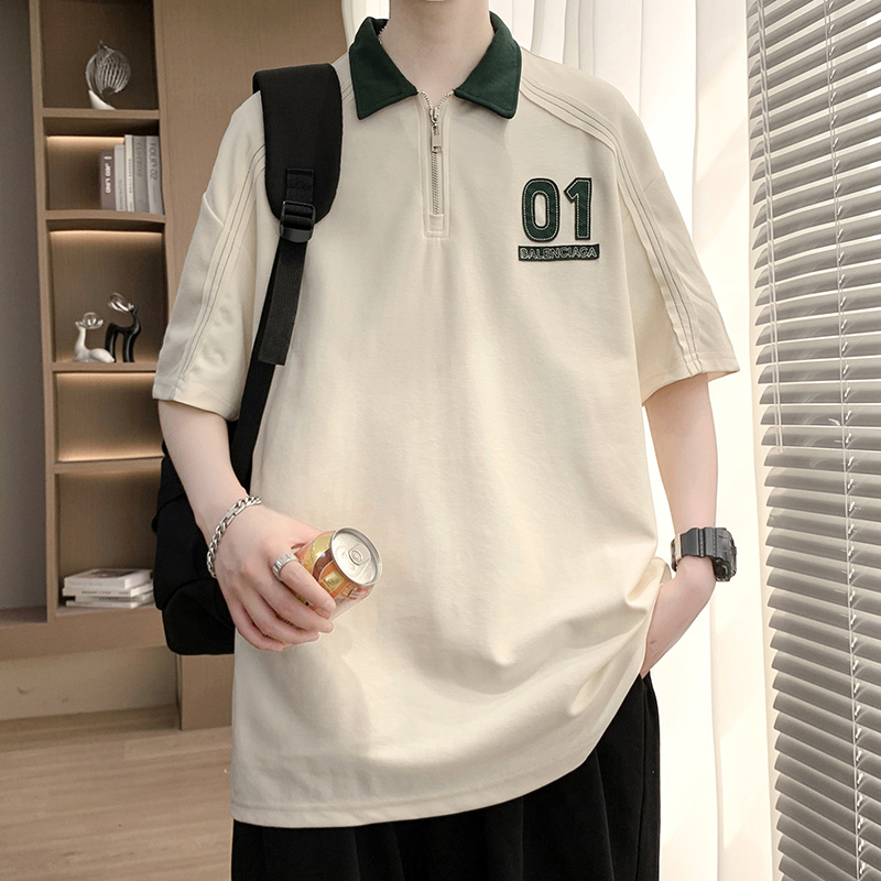 青少年短袖t恤男孩初中高中学生翻领体恤半袖大童夏装polo衫上衣