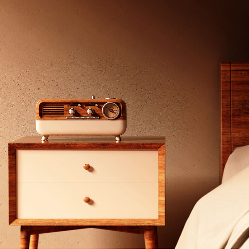 Linkpin白噪音音箱复古氛围助眠唤醒床头小夜灯时钟摆件音响礼物