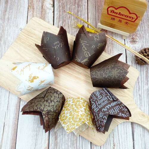 好货50pcs Greaseproof Paper Tray Cupcake Liners Cupcake Pape