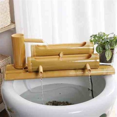 竹子水流摆件循环流水自制吧台新居客厅招财转运悬壶喷泉水缸造景