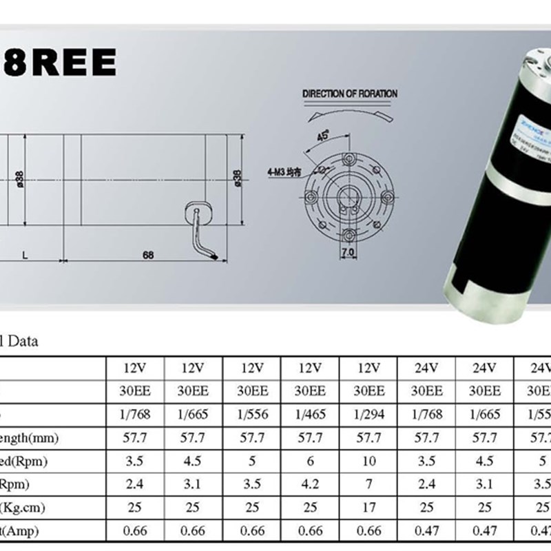 ZGX38REE 12V24V正科永磁直流行星减速电机马达调速大力距正反转