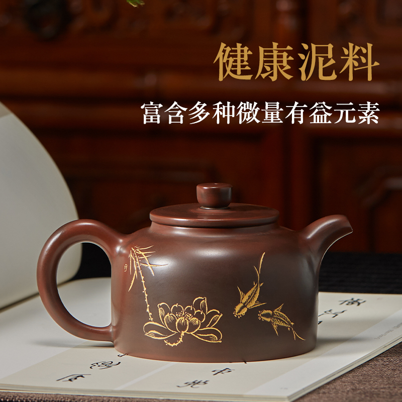 钦州坭兴陶茶壶 纯手工壶梁业兰德钟壶陶壶泡茶壶茶具非紫砂茶器