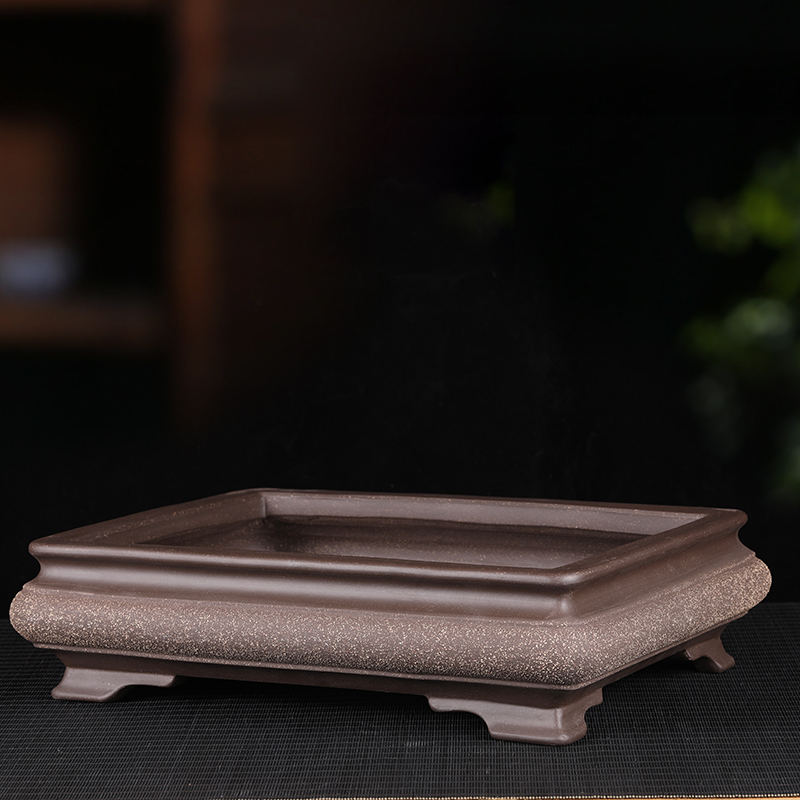 紫砂花盆 大号盆景盆长方形桌面地面创意陶瓷精品假山造景 中国风