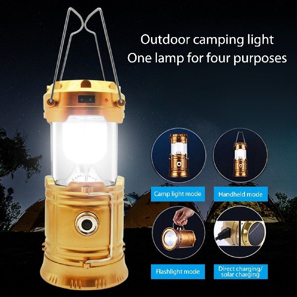 Solar Camping Tent Lamp Telescopic Handheld Rechargeable