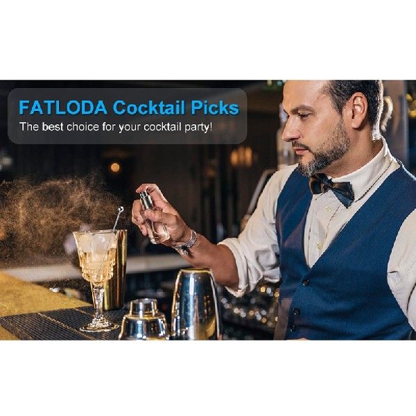 15Pcs Cocktail Picks, 4 Inch Reusable Stainless Steel