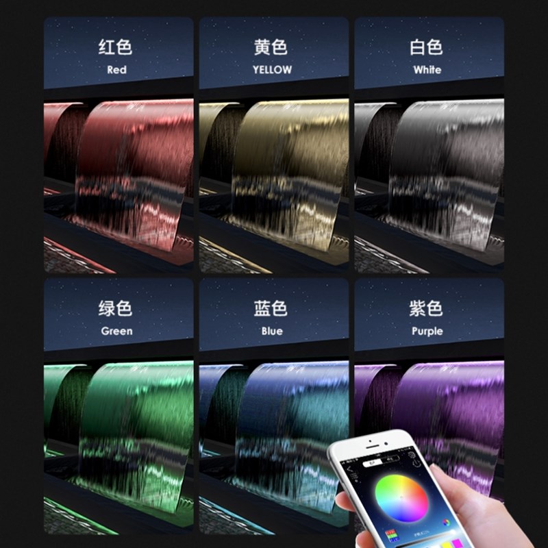 不锈钢瀑布出水口流水墙水幕墙流水槽假山鱼池水景庭院造景观水帘