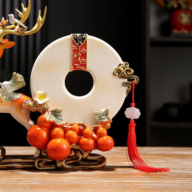 新福鹿摆件招财客厅玄关家居沙漏解压流沙画摆设酒柜新房子装饰礼