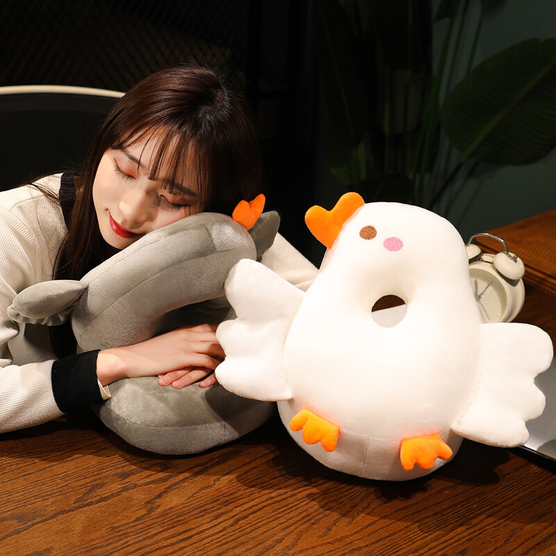 大鹅冰藤双面学生午睡枕四季可用办公室午休神器靠枕抱枕儿童桌