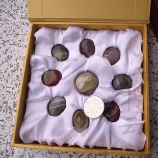 20粒装南京天然玛瑙六合雨花石矿石水石五彩鹅卵石旅游纪念礼盒装