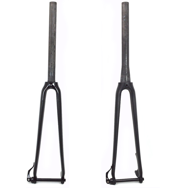 全碳纤维公路自行车700C直管筒轴碟刹前叉锥管桶轴碳硬叉配轴杆12