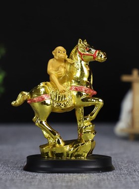 镀金 马上封候 猴子 马到成功 马上赢 风水摆件 工艺品礼品