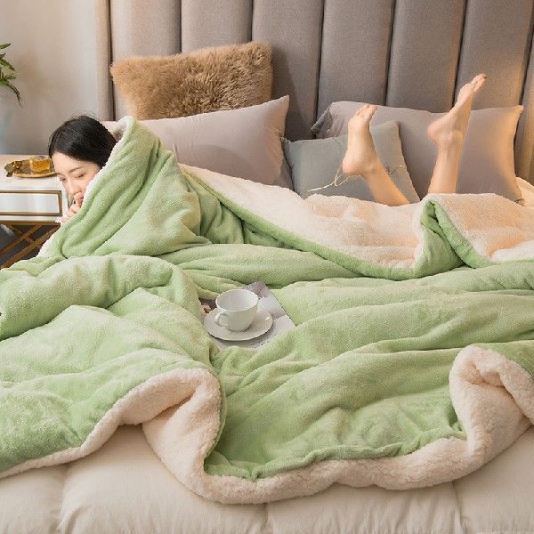 Winter Double-layer Lamb Fleece Flannel Blanket Thick Duvet