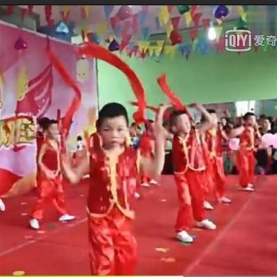 l促销六一幼儿火片园男女生舞蹈表演出服小荷风采了了红色火亮套