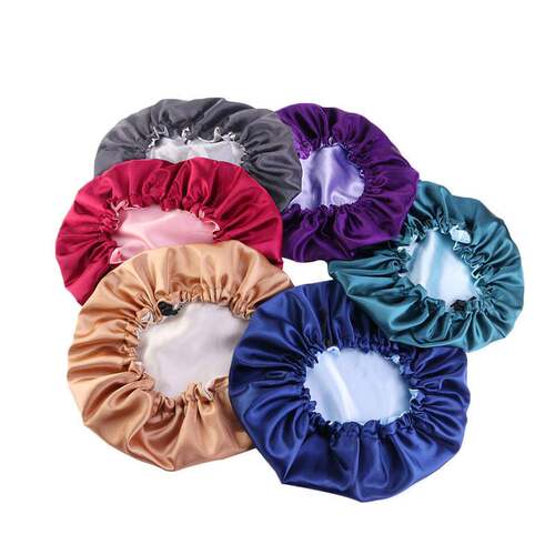 好货Reversible Satin Bonnet Hair Caps Double Layer Adjust Sl