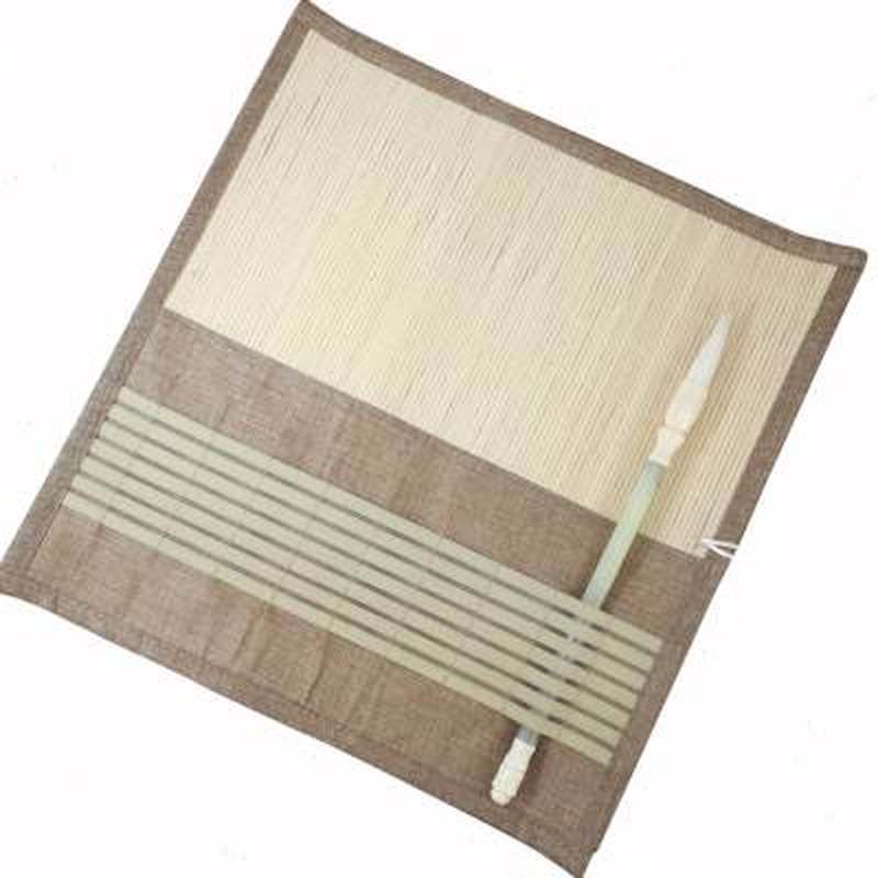 日式简约毛笔笔帘10个笔袋布艺复古竹子国画卷帘四边包边文房四宝