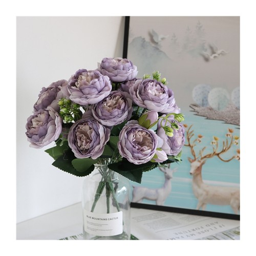 30cm Rose Pink Silk Peony Artificial Flowers Bouquet 5 Big H