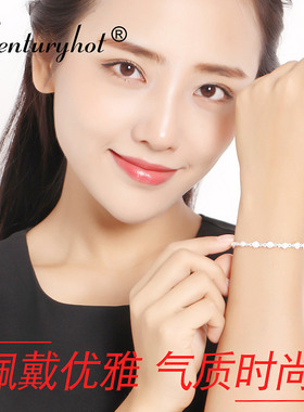 纯银玫瑰花手錬女简约闺蜜学生森系清新甜美手饰刻字情人节送女友