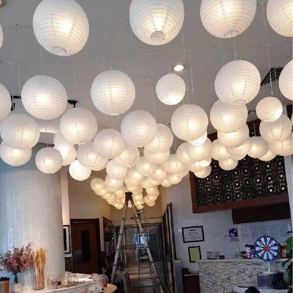 White Hanging Paper Lantern Lamps Paper Ball Lanterns Lamps