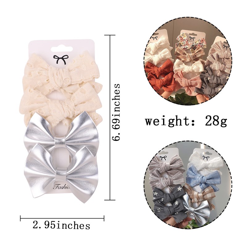 4Pcs/Set Fashion Sweet Hair Clips PU Hair Bows For Cute Girl