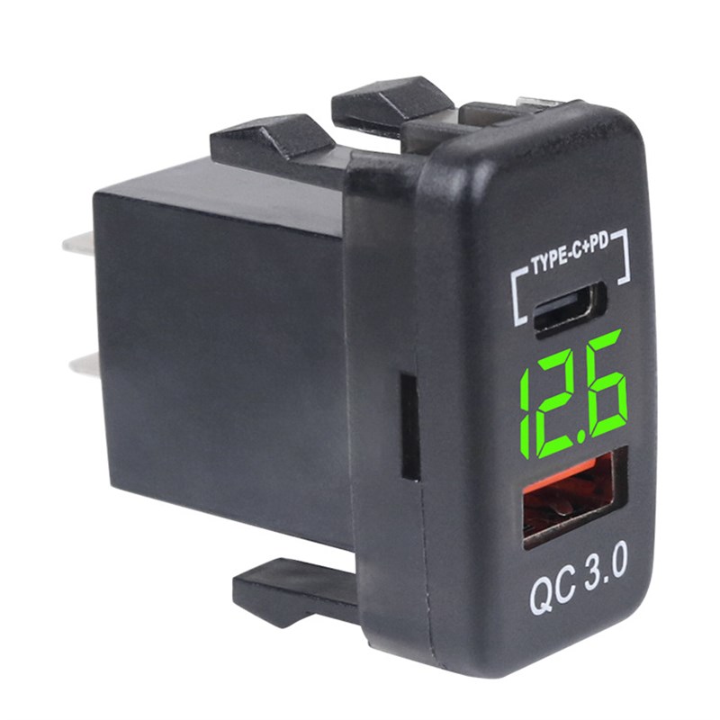 无损安装车载充电器USB带电压表原孔USBQC3.0+PD车载充电器