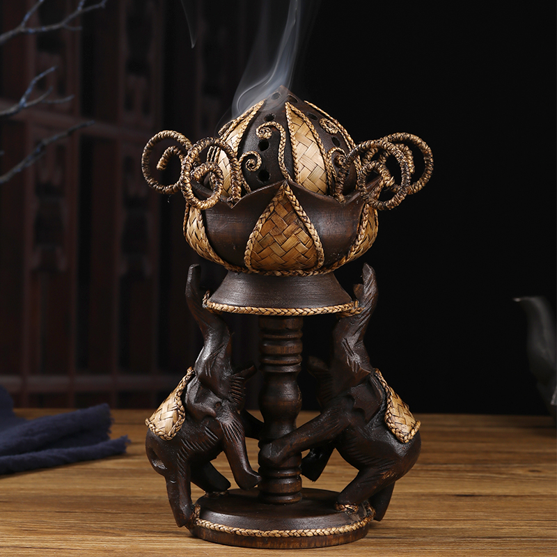 泰国大象烛台熏香炉 东南亚风格家居餐厅SPA会所餐馆装饰泰式摆件