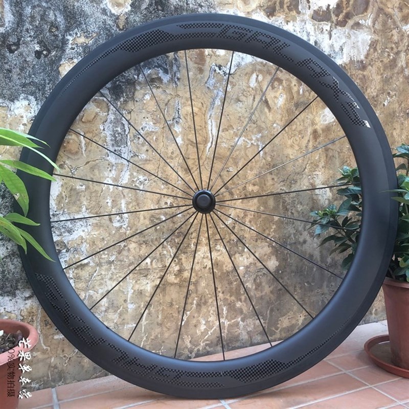 公路自行车碳纤维轮组 桶轴t中锁碟煞 直拉4培林花鼓 50MM高框碳