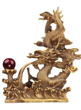 铜龙神龙吐珠神龙戏珠家居店铺铜龙摆件汉龙戏珠龙