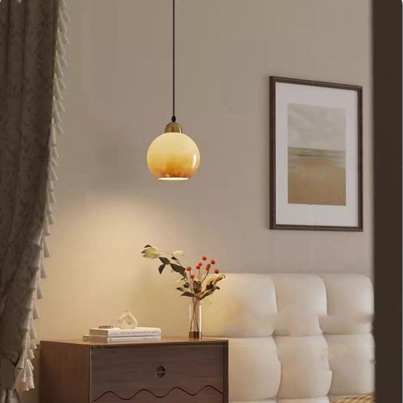 奶氛油13093中小古吊灯床头过日式复古主卧室吊线灯玄关道走廊玻