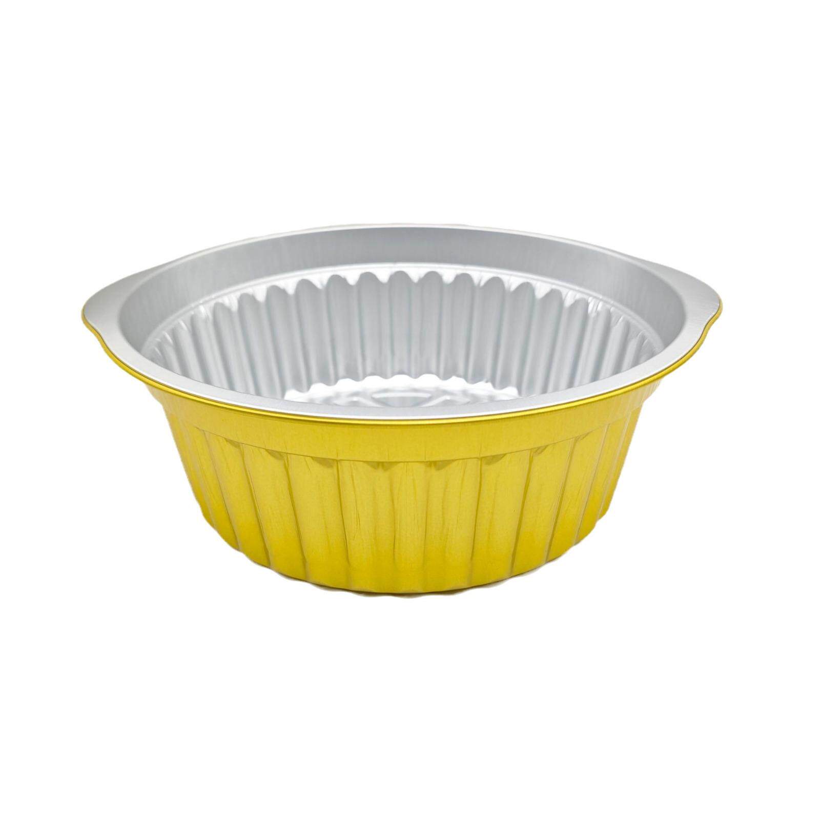 外卖锡纸盒加厚金色铝饭盒大号圆形外卖盒烧烤小龙虾可密封锡纸盒