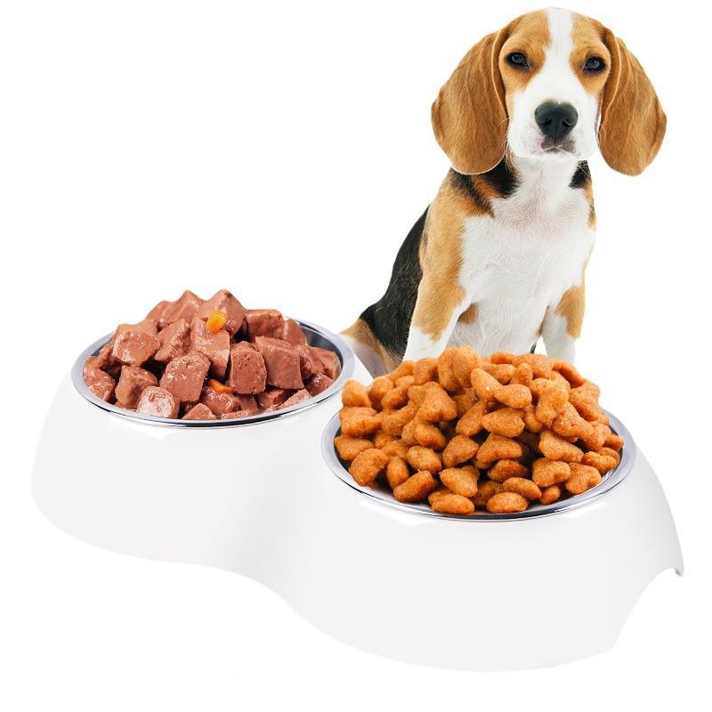 宠双碗不锈钢密胺双层狗碗碗美耐猫皿陶瓷物碗狗仿猫宠DB-04物用