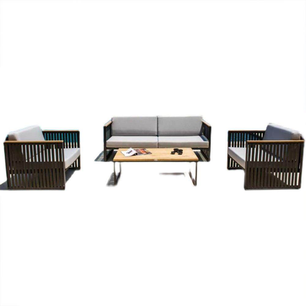 北欧户外沙发庭院休闲花园别墅简约防水防晒铝合金柚木沙发组合,住宅家具,户外沙发,淘宝优惠券,粉丝福利购,淘宝优惠卷