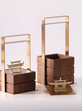 新中式古典提盒摆件样板间售楼处会所酒店家具展厅金属软装饰品