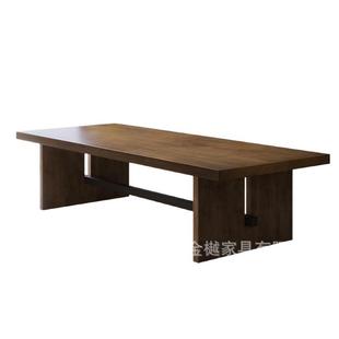 实木办公会议桌长桌大桌子工作台长条图书馆桌椅组合环保水性漆