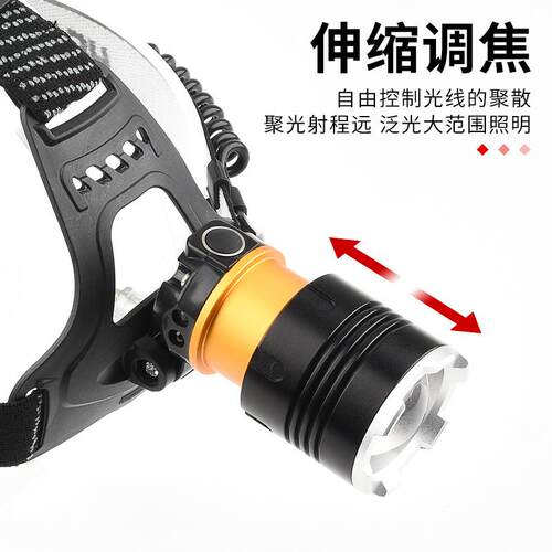 新品P50强光led头灯USB充电高亮伸缩变焦挥手感应钓鱼灯