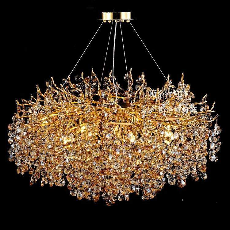 豪华别墅水晶吊灯树枝餐厅简美奢华高档客厅大灯法式大厅水晶灯具,家装灯饰光源,智能吊灯,淘宝优惠券,粉丝福利购,淘宝优惠卷