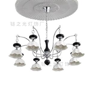 法式复古风客厅吊灯美式南洋风中古三头现代手工花朵陶瓷餐厅壁灯