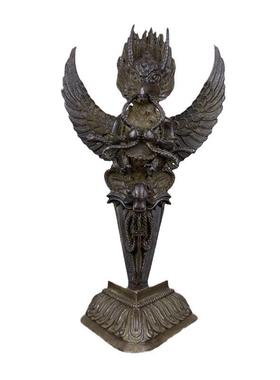 藏传大鹏金翅鸟迦楼罗鸟事业琼鸟仿古大鹏鸟金刚杵带底座