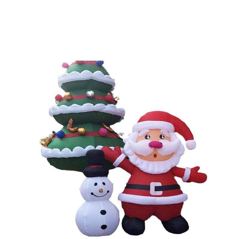 充气圣诞老人卡通模型发光道具拱门圣诞节树美陈雪人爬墙气模厂家