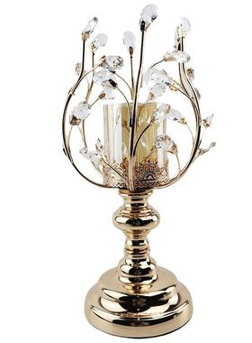 欧式蜡烛台水晶金属烛台摆件轻奢华美式家用餐桌烛光晚餐道具浪漫