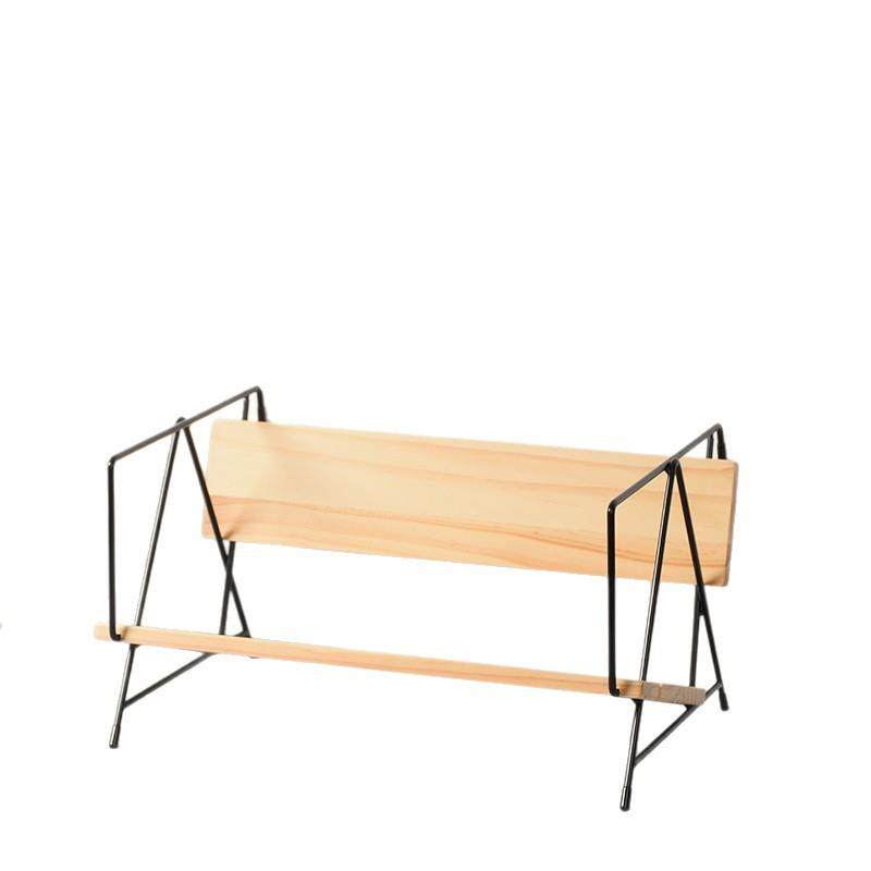 现货桌上书架置物架实木桌面书架学习用品整理架办公室铁艺小书架