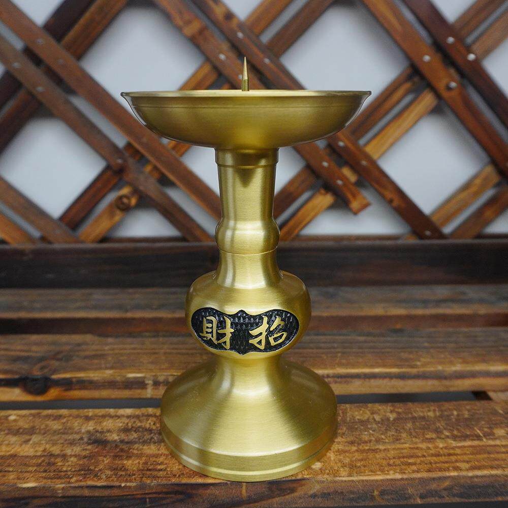 铜蜡烛台家用烛台台座纯铜蜡台香炉一体黄铜插焟烛黄铜复古腊台