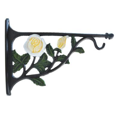铸铁白墅玫瑰D0297白三花园角别阳光房庭院墙面吊篮花架盆挂钩