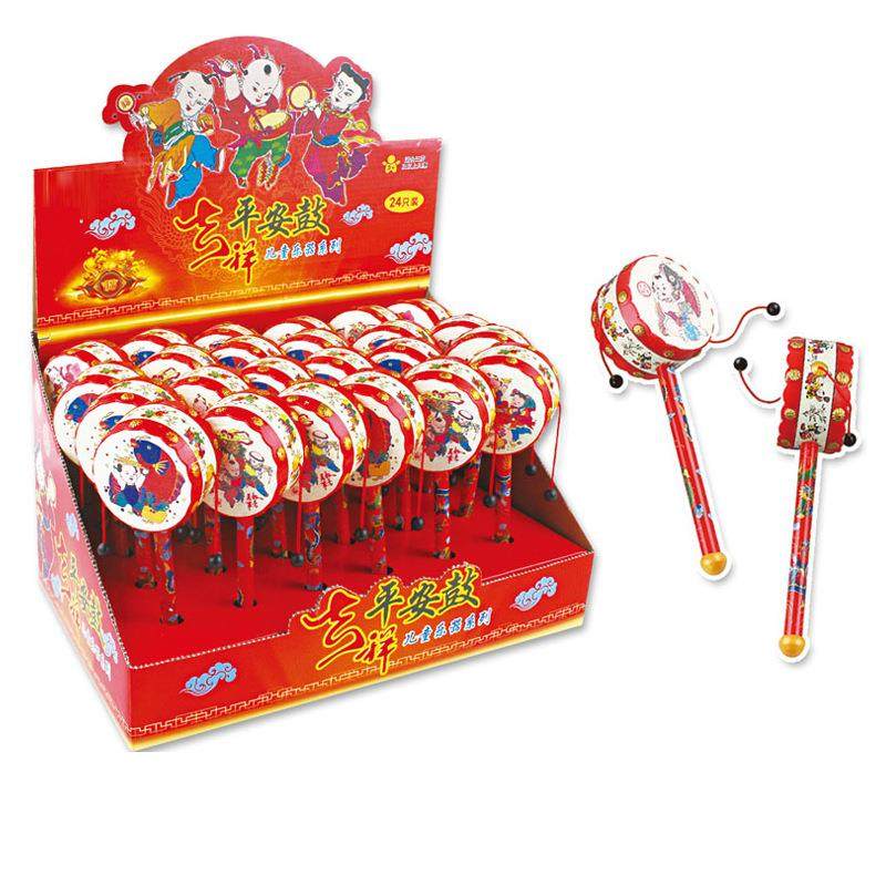 中号货郎鼓儿童叫拨鼓皮牛手摇鼓木质波浪鼓BTF吆浪喝鼓卖鼓手柄,玩具/童车/益智/积木/模型,拨浪鼓,淘宝优惠券,粉丝福利购,淘宝优惠卷