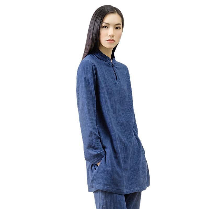服康松愫雅打坐服女禅意太佛极瑜伽套装春夏系宽禅修服棉麻居K167