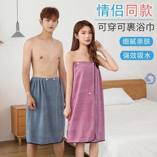 家用吸水按扣大码 情侣浴巾一对情侣款 浴袍男女士可穿可裹加厚浴裙