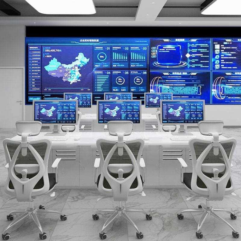 烤漆操作台简约现代工作台安防中心调度台科技感控制台弧形指挥台
