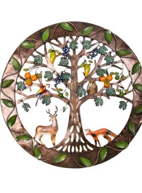 艺术乐园树铁艺壁饰麋鹿猫头狐狸鹰鸟鹦鹉壁挂墙面装饰墙挂